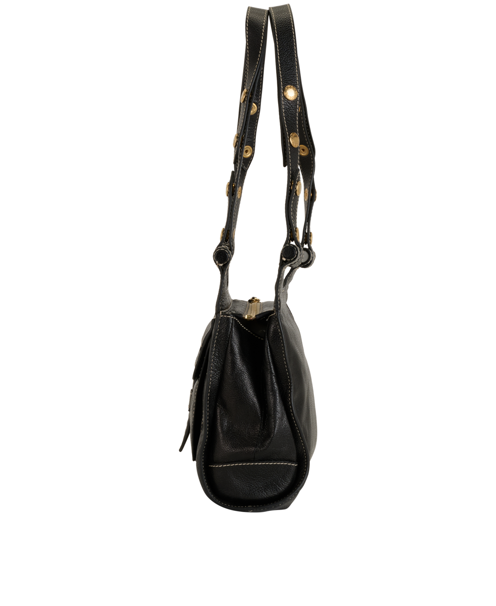 Vintage Shoulder Bag, &pound;250, Handbags, Black, Leather, Bottom view